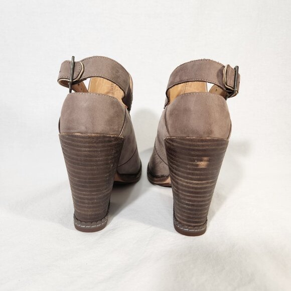 TIMBERLAND Marge Suede Slingback Bootie Taupe Gray Leather Block Heel Size 10. - Picture 9 of 16